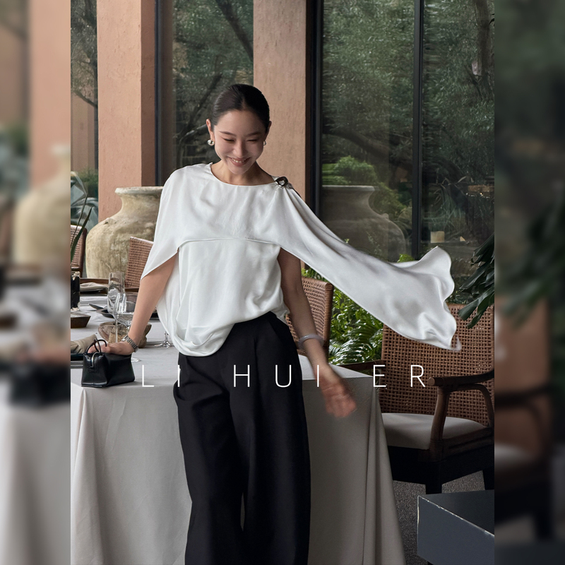 Lihuier Li Hui'Er Summer 100% Acetate Deconstructed Ribbon Sleeveless Irregular Loose Top for Women Lihuier Li Hui'Er Summer 100% Acetate Deconstructed Ribbon Sleeveless Irregular Loose Top for Women