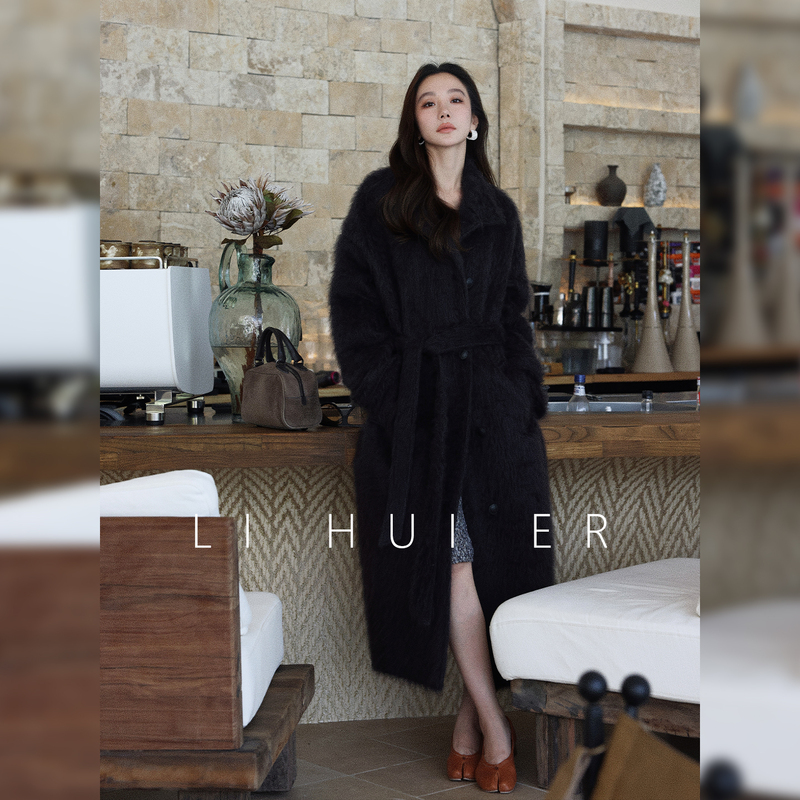 Lihuier [Lilith Codex] High-End Wool and Cashmere Long Fleece Coat for Women