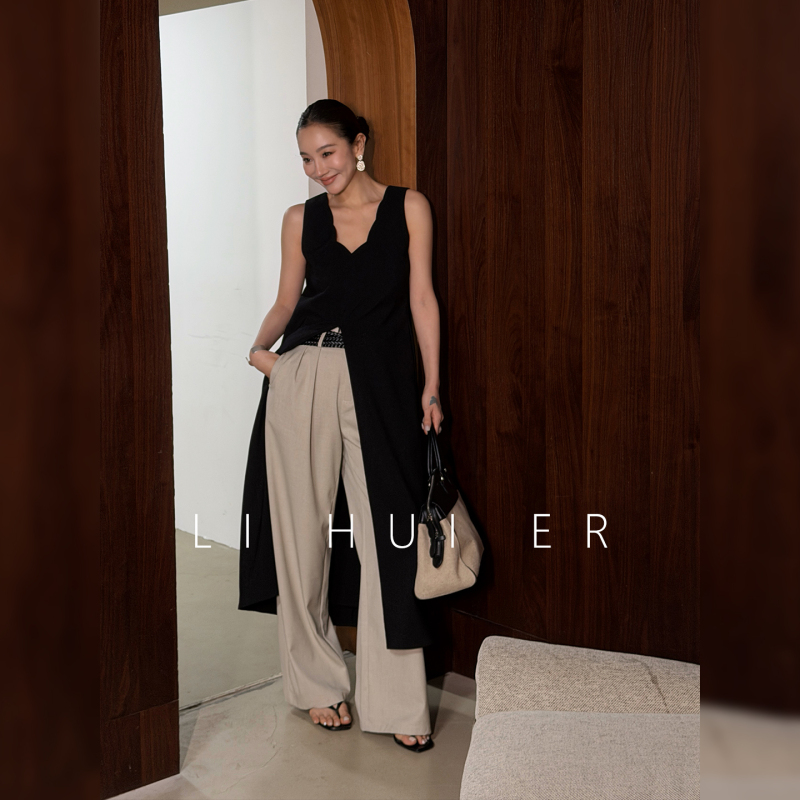Lihuier Luxembourg Holiday French Sleeveless Dress Women's Minimalist High-End V-Neck Tank Dress