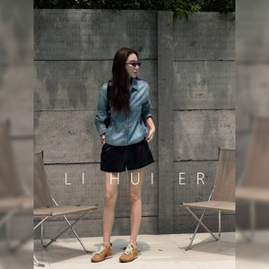 Lihuier [Gallon Traces] Summer Hong Kong Style Retro Loose Blue Pure Cotton Denim Jacket for Women