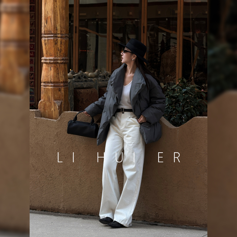 Lihuier Li Hui'Er Slavic High-End down Jacket for Women, Winter Cocoon-Shaped Design down Coat