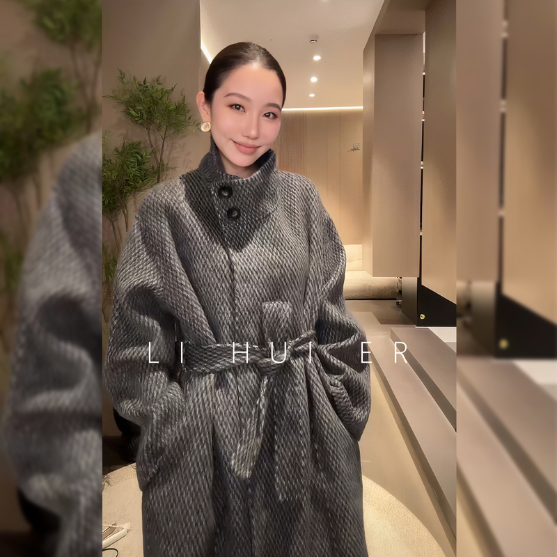 Lihuier Li Hui'Er Utopia Old Night High-End Herringbone Double-Sided Wool Coat Women's Woolen Jacket