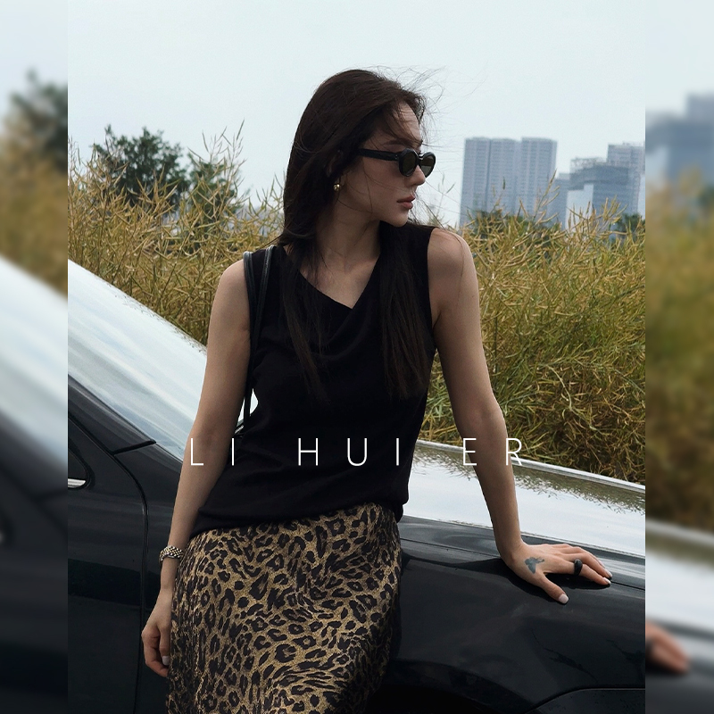 Li Hui Er Norway Diary Black Versatile Tank Top Women's Summer Design Niche Sleeveless Top