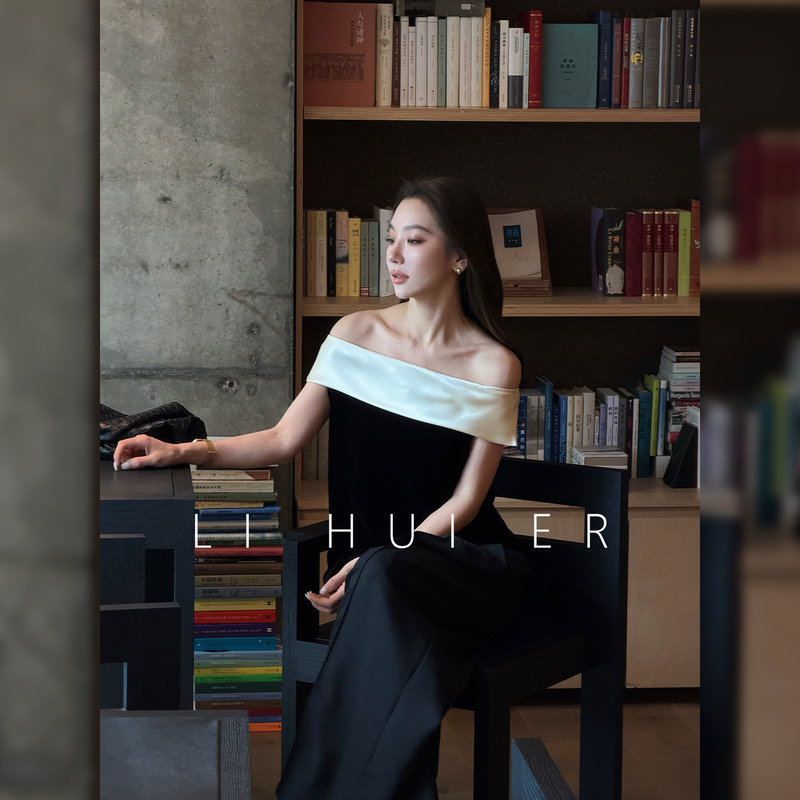 Lihuier [Xixifu Palace] Summer Dark Black Patchwork Silk Velvet Slim Fit H-Line Tank Top