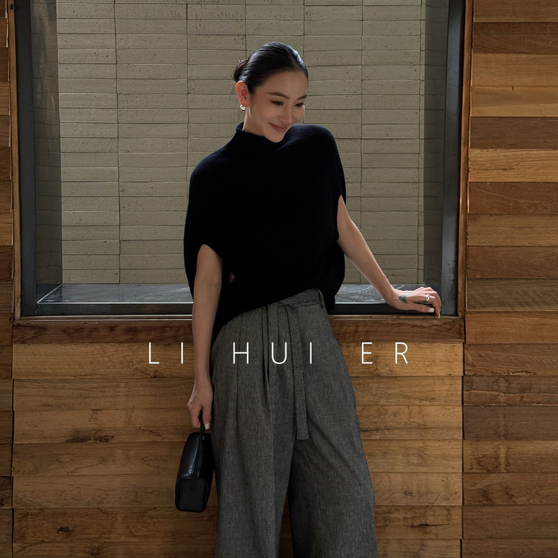 Lihuier Li Hui'Er [Moon Dust] Cashmere High-End Sweater Half-Turtleneck Knitwear Loose Top for Autumn