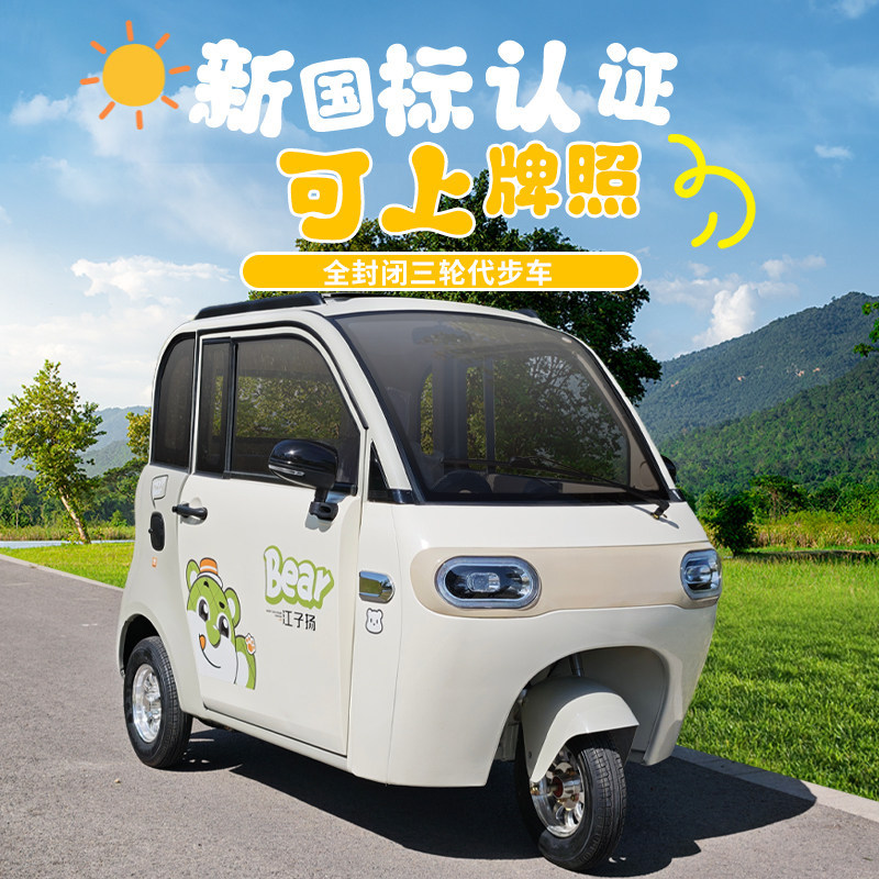 Fully Enclosed Electric Tricycle for Home Use, Small-Sized, Women-Friendly, New Energy Vehicle with Canopy, Elderly Electric Scooter, Mobility Vehicle for Seniors