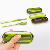 Outdoor travel portable folding tableware set for one person with chopsticks and spoon storage box for students children and adults food grade