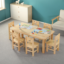Kindergarten thickened solid wood rectangular tables and chairs pine table sylvestris pine table fir table study table student desks and chairs