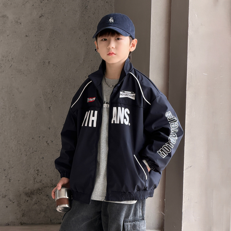 Boys' Motorcycle-Style Jacket, Autumn 2026 New Model, Children's Windproof Jacket, Spring and Autumn, Older Kids' Flight Suit, Cool and Stylish Style