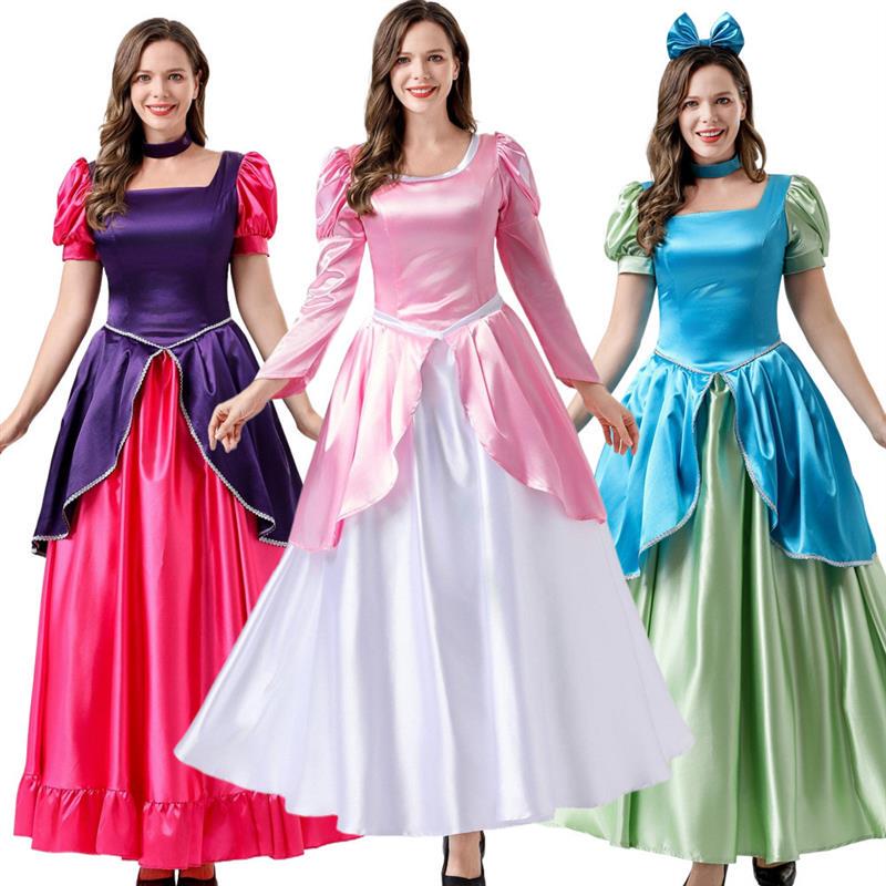Halloween Pink Aurora Adult Princess Dress Fairy Tale Cosplay Cinderella