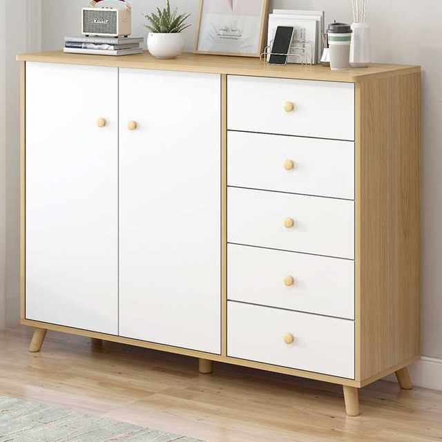 Nordic chest of drawers storage cabinet bedroom simple modern solid wood leg storage cabinet wall combination drawers cabinet low cabinet