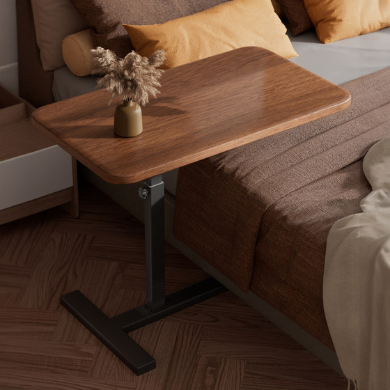 床边桌可移动升降折叠卧室电脑桌客厅沙发边几学习桌办公桌子长方形工作台儿童写字桌女生小型简易胡桃木色
