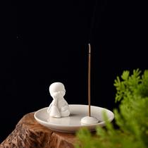 White porcelain Zen little monk incense stick incense burner incense household aromatherapy burner agarwood sandalwood incense seat incense holder ceramic ornaments