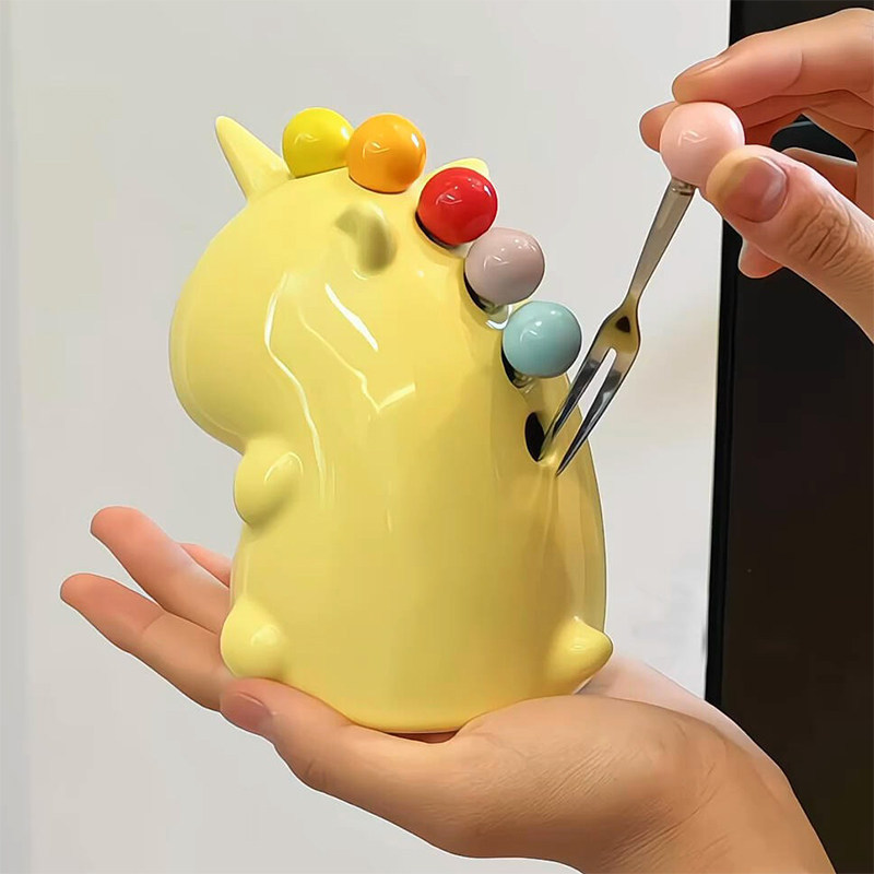 Unicorn Fruit Fork Plastic Household High-Value Storage Jar Set with a High-End Feel for Desktop Decoration Unicorn Fruit Fork Plastic Household High-Value Storage Jar Set with a High-End Feel for Desktop Decoration