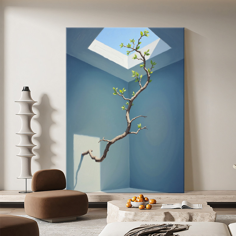 Nordic Style Living Room Decorative Painting, Simple Modern Hand-Painted Oil Painting, Niche Entrance Art Wall Hanging, Sofa