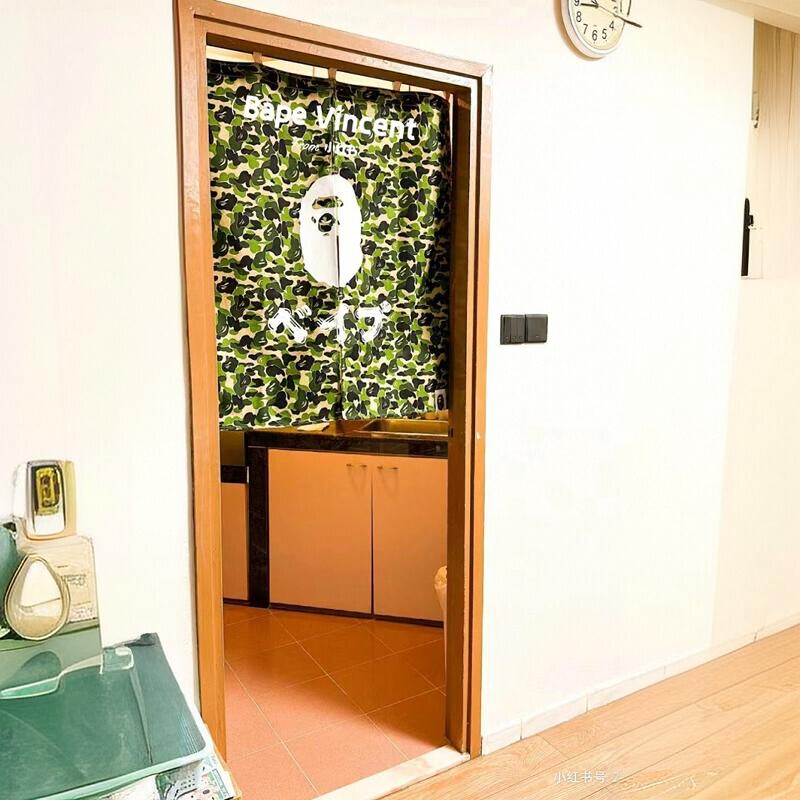 Bape Abc Camo Noren Camouflage Ape Head Print Japanese-Style Warm Curtain Half-Door Curtain Without Hanging Rope