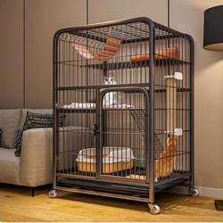 Cat Litter Box and Cat House Integrated Cage for Home Use, Indoor, Extra Large Free Space Villa with Toilet, Multi-Layer Climbing Frame House
