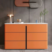 Italian minimalist sideboard saddle leather entrance cabinet living room drawer cabinet wall-mounted cabinet bedroom light luxury slate storage cabinet