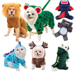 Dog Clothes Cross-border Pet Dog Clothes Cat Fall and winter Four-legged Cotton-padded Clothes Cartoon Transformation Clothes Cat Clothing Dog