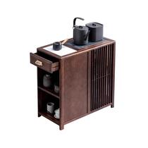 Walnut mobile tea table tea cabinet kettle integrated living room solid wood tea table sofa side cabinet coffee table corner table