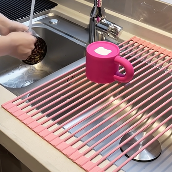 Kitchen drain rack sink side storage rack retractable silicone dish rack portable rag wash basin storage rack