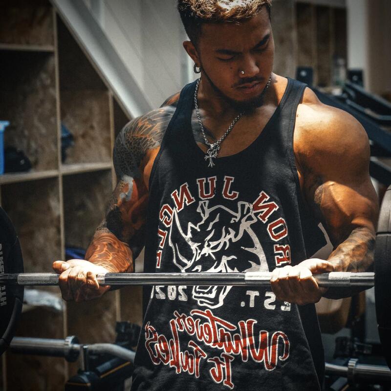 Ironjungle Gym "No Matter the Cost" Big Rhino Retro American-Style Distressed Tank Top for Fitness