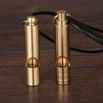Brass outdoor life-saving whistle bamboo keychain pendant childrens competition high-pitched whistle mountaineering training decoration