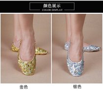 New dance performance shoes belly Xinjiang Indian oriental dance body dance practice soft sole gold shoes