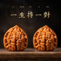 Wenwan walnut playing plate playing official hat four-story lion head hand piece hand plate extra large hand playing unicorn pattern antique