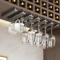 Stainless steel red wine glass shelf hanging upside down wine cabinet High foot cup containing shelf home light and luxurious upswing