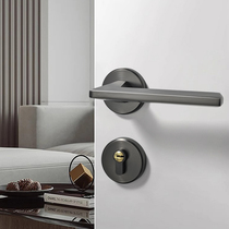 Gray and black modern home wooden door lock indoor bedroom magnetic silent lock room split lock simple door handle