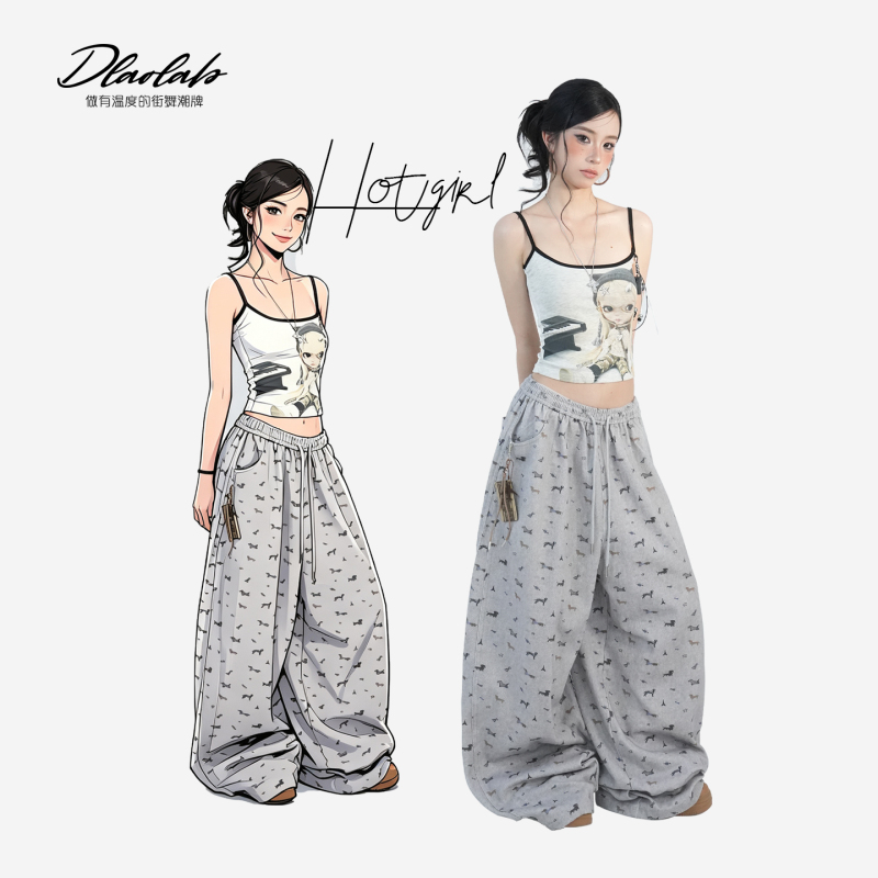 Original Street Dance Fashion Brand's "Millennial Hot Girl Outfit: Dachshund Jeans Barbie Camisole 9738Tz