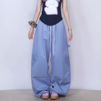 American simple straight elastic overalls 2733