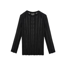 Basic House Baijiahao micro see-through fine glitter blouse long-sleeved lightweight sweater for women 2024 summer new style