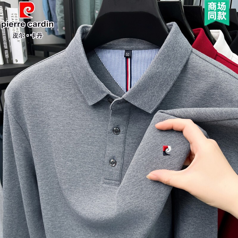 [100% Cotton] Pierre Cardin Pure Cotton Men's Long-Sleeved T-Shirt 2026 New Autumn and Winter Polo Shirt Top