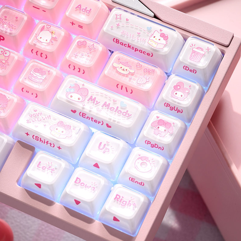 Xvx Melody Keycaps Jelly Side Engraved Oem Magnetic Switch Mechanical Keyboard Keycaps Cute Pink 60/68 Xvx Melody Keycaps Jelly Side Engraved Oem Magnetic Switch Mechanical Keyboard Keycaps Cute Pink 60/68