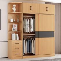 Solid wood wardrobe for home bedroom simple assembly modern simple sliding door storage large wardrobe manufacturer direct