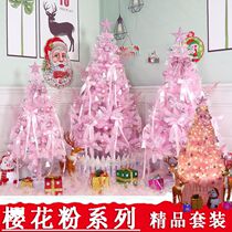 Luxurious pink Christmas tree package decoration 1 2 meters 1 5 meters 1 8 meters cherry blossom pink encrypted Christmas scene decoration