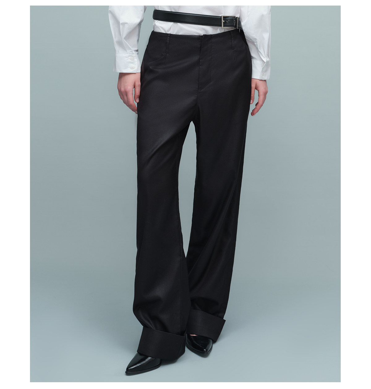 Slight Vogue Straight-Leg Folded-Hem Trousers