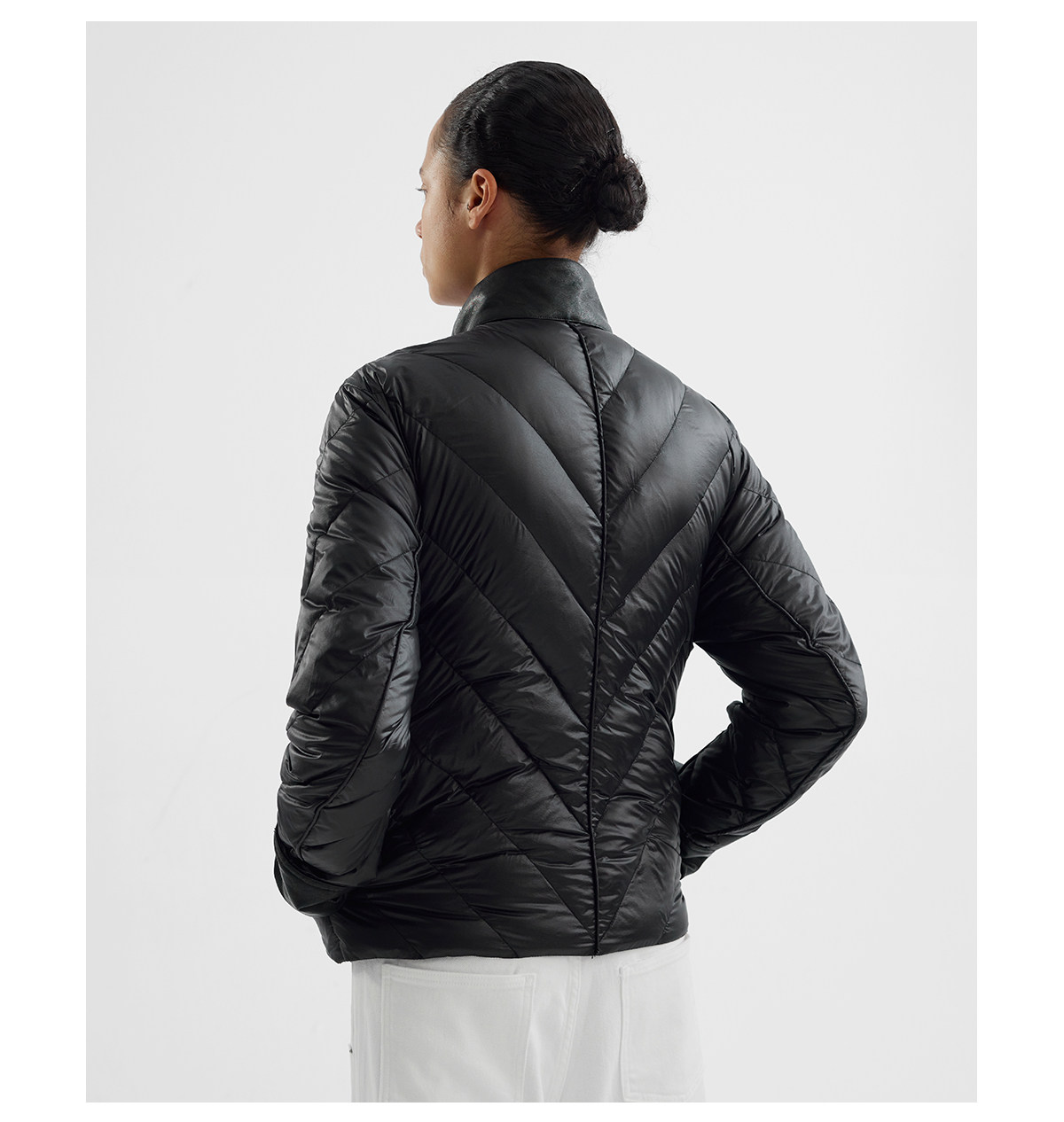 Slight Vogue 95g Leather-Paneled Quilted Down Jacket