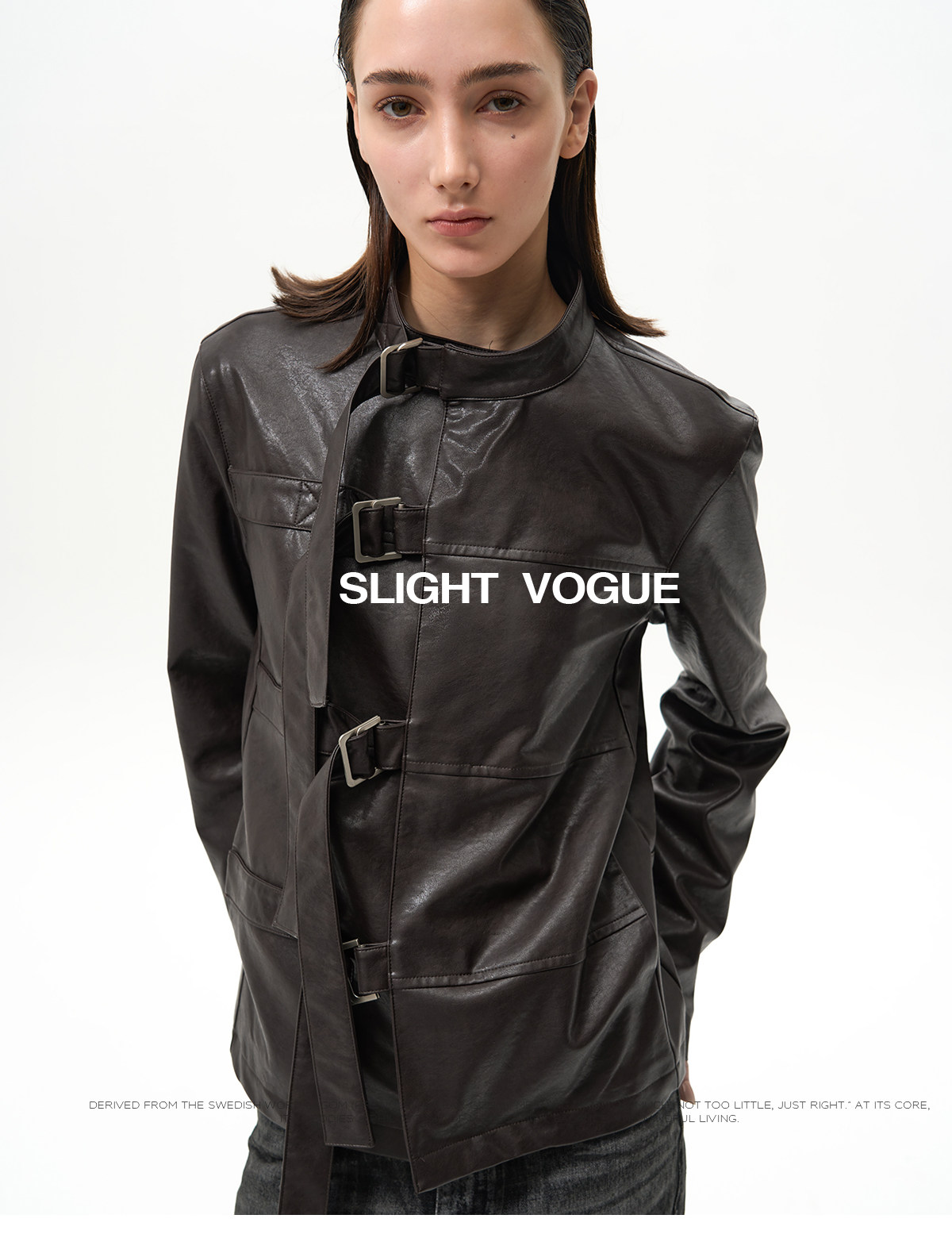 Slight Vogue Asymmetric Cropped PU Jacket