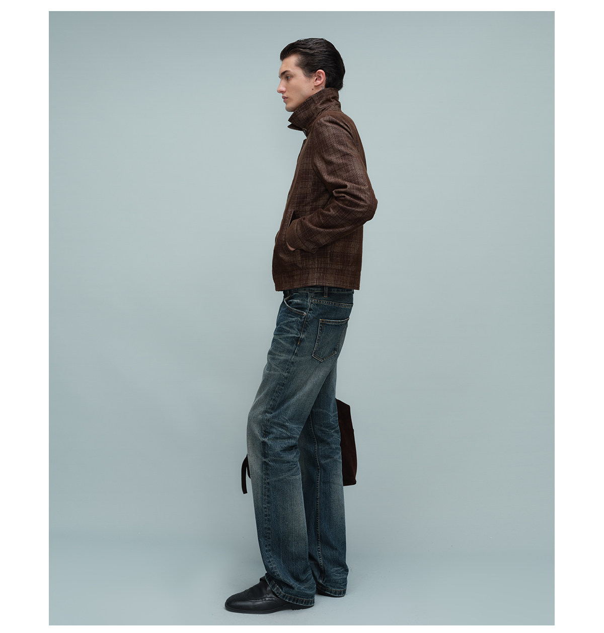Slight Vogue Brown Plaid Corduroy Harrington Jacket