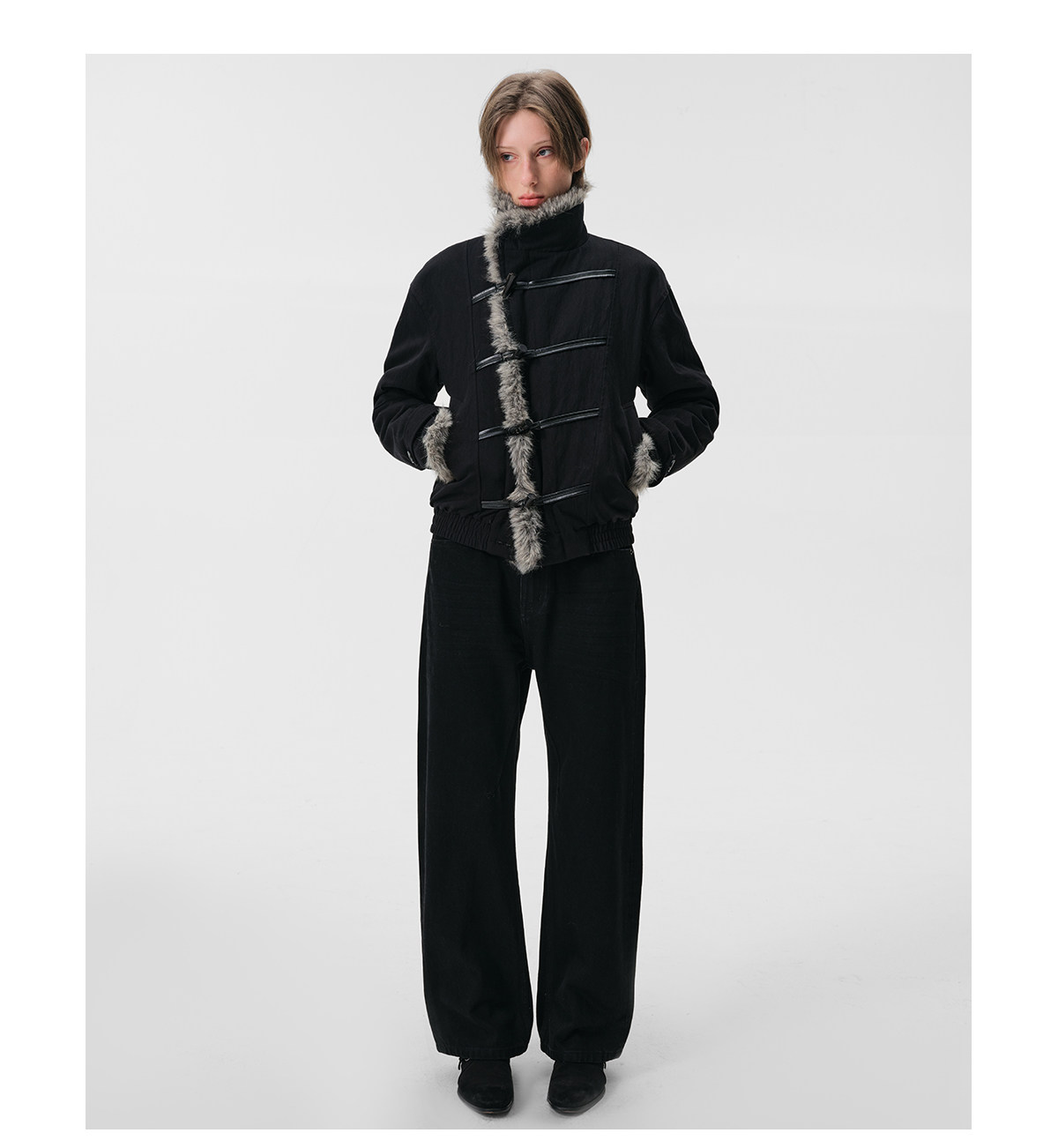 Slight Vogue Brown Horn-Button Padded Coat