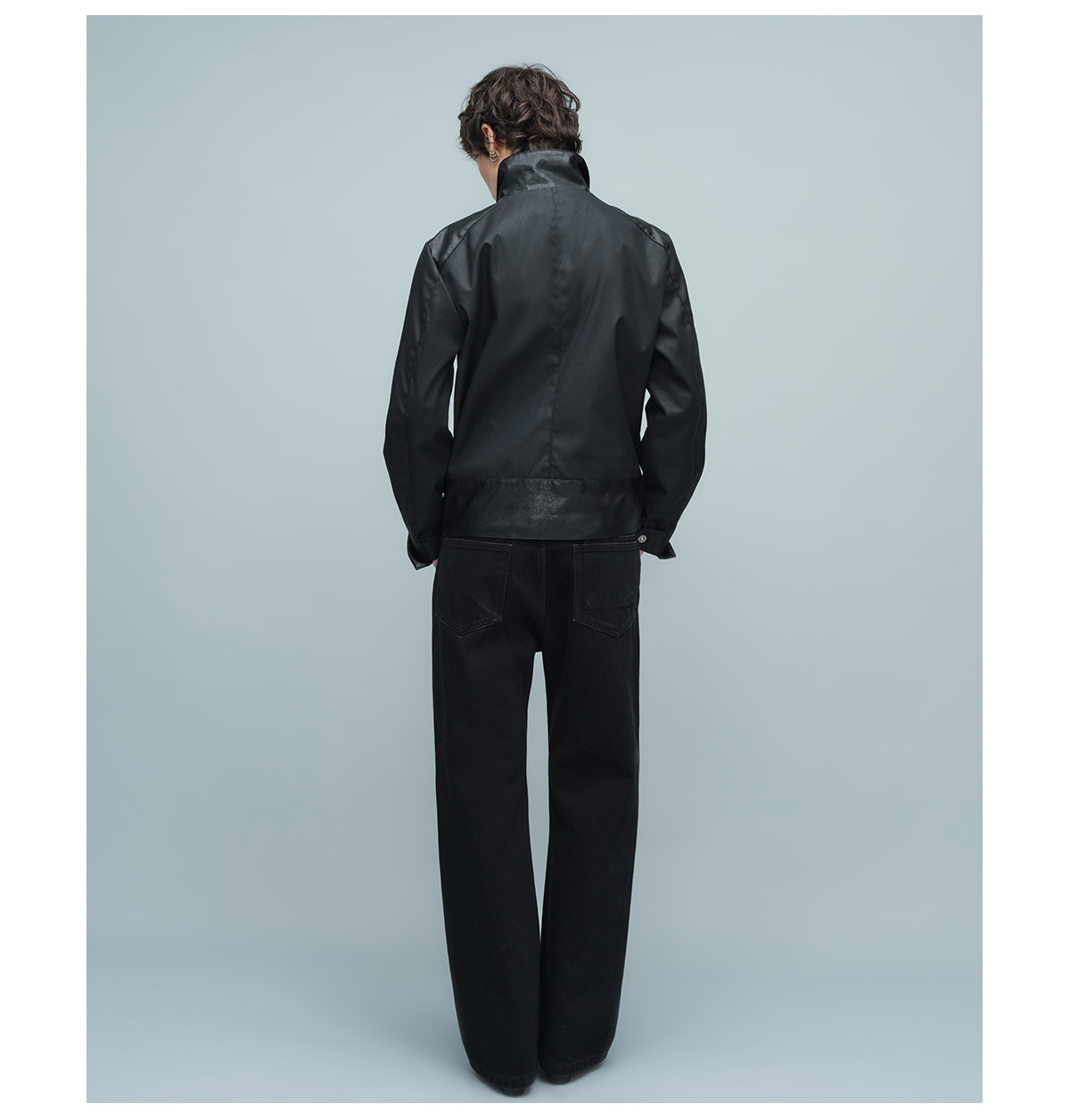 Slight Vogue Loose Waxed-Finish Leather-Trimmed Jacket