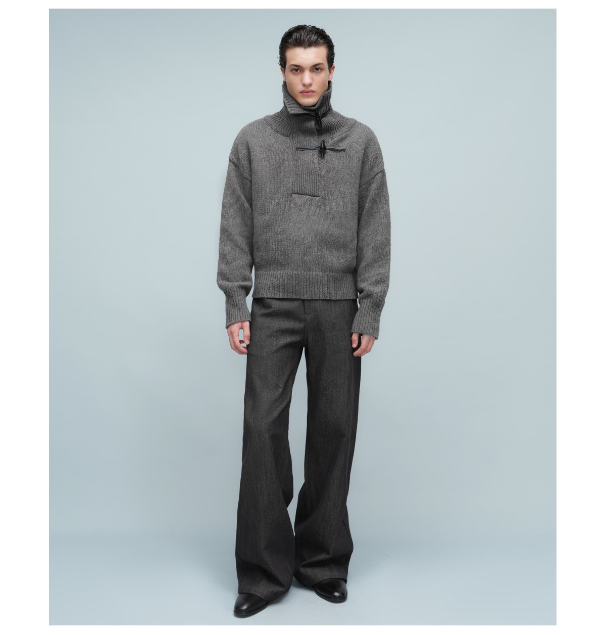 Slight Vogue Sandstone Frog-Button Half-Placket Sweater