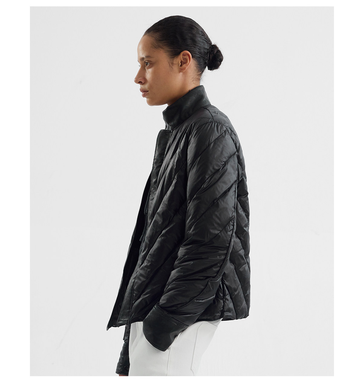Slight Vogue 95g Leather-Paneled Quilted Down Jacket