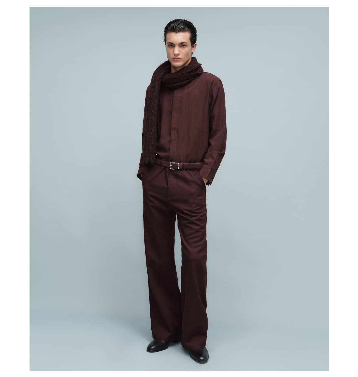 Slight Vogue Burgundy Red Slim-Fit Micro Flare Trousers