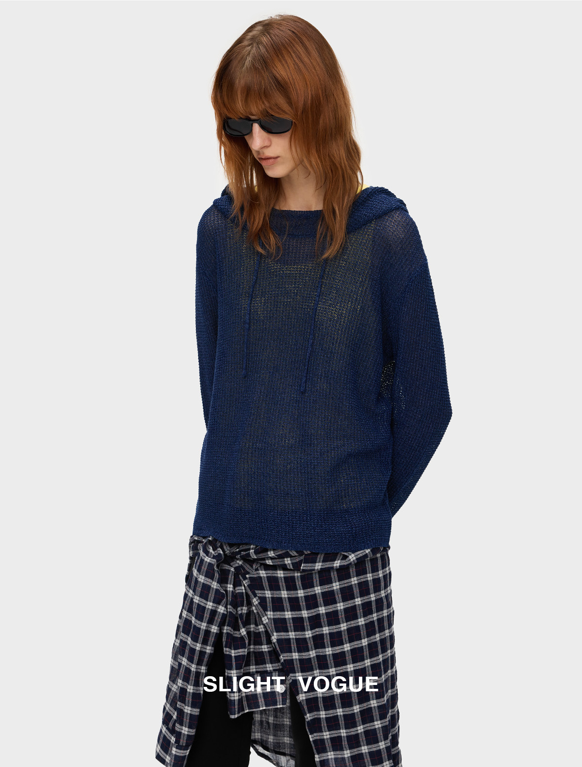 Slight Vogue Haze Blue Loose Knit Cover-Up