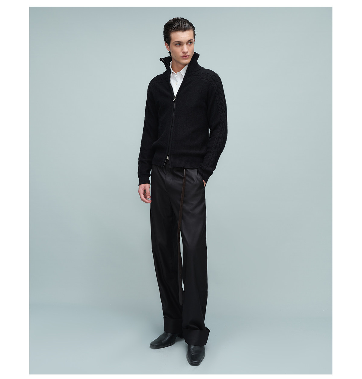 Slight Vogue Straight-Leg Folded-Hem Trousers