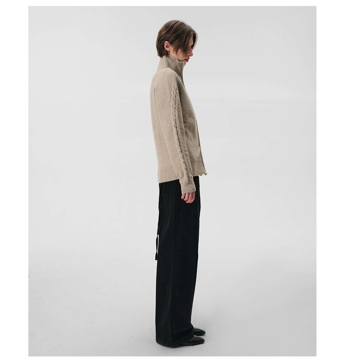 Slight Vogue Cable-Knit Stand Collar Cardigan